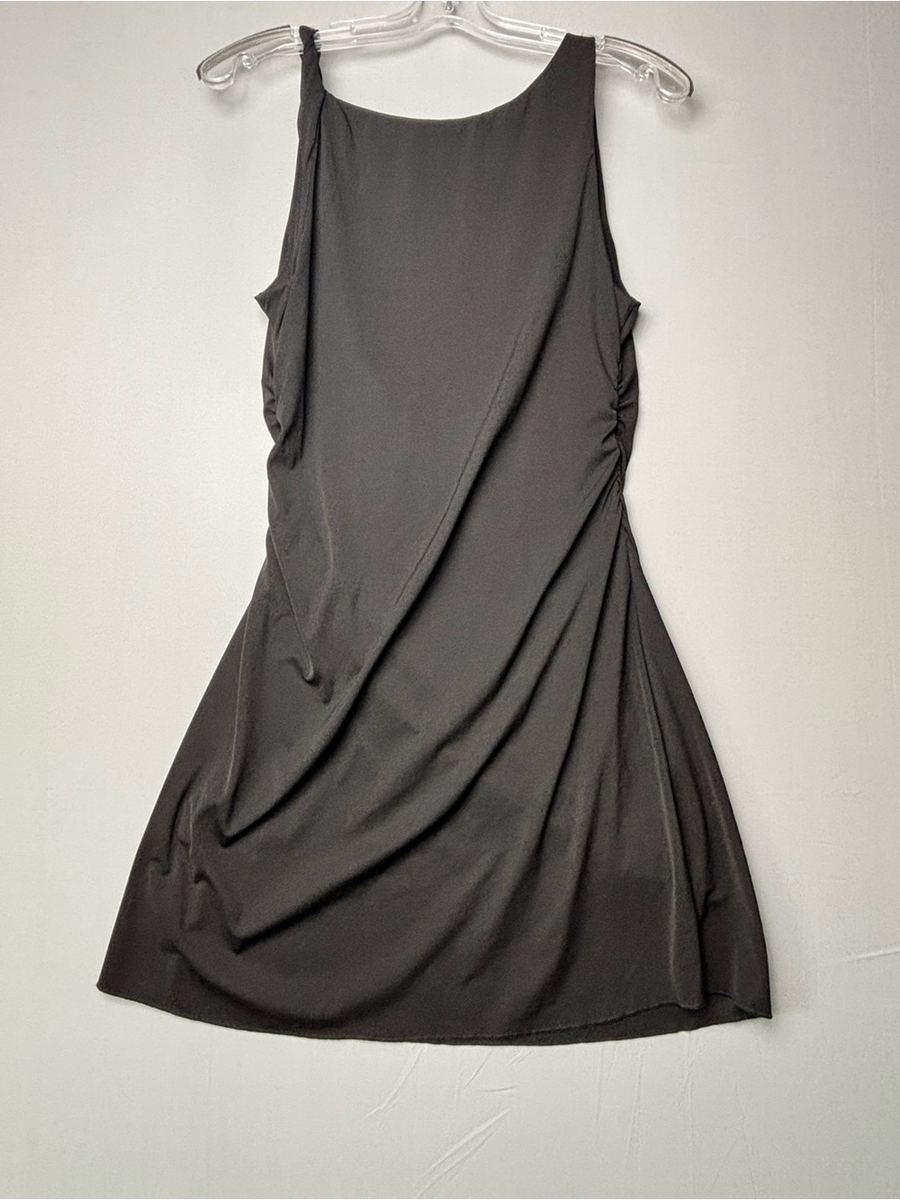 Black Ruched Sleeveless Cocktail Dress XL Stretch Bodycon Party Evening Dress